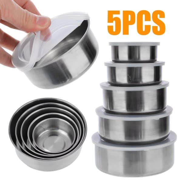 Steel 5 piece bowl set